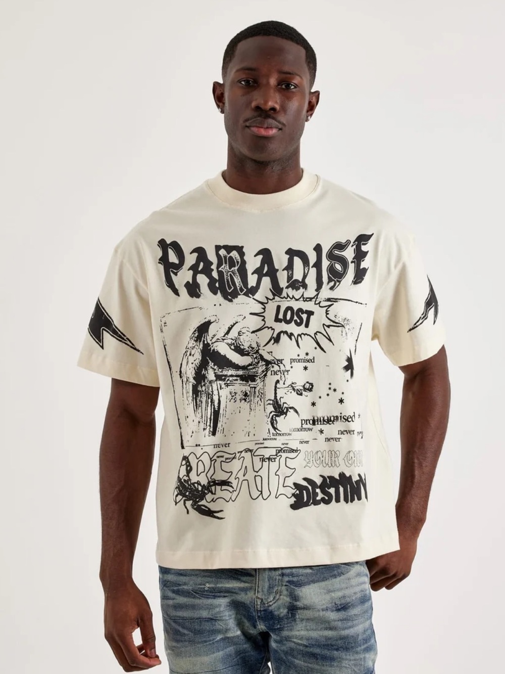 Lrg Paradise Graphic Tee in Cream and Black